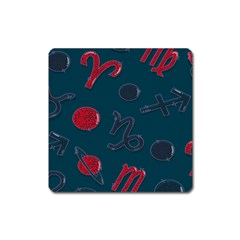 Zodiac Signs Planets Blue Red Space Square Magnet by Mariart