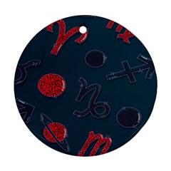 Zodiac Signs Planets Blue Red Space Round Ornament (two Sides)