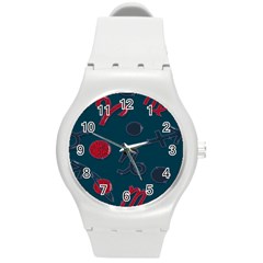 Zodiac Signs Planets Blue Red Space Round Plastic Sport Watch (m)