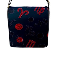 Zodiac Signs Planets Blue Red Space Flap Messenger Bag (l)  by Mariart