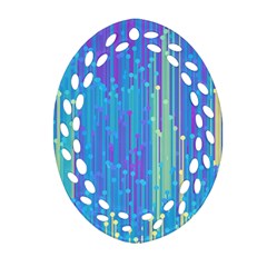 Vertical Behance Line Polka Dot Blue Green Purple Ornament (oval Filigree)