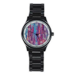 Vertical Behance Line Polka Dot Blue Green Purple Red Blue Black Stainless Steel Round Watch by Mariart