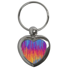 Vertical Behance Line Polka Dot Blue Red Orange Key Chains (heart)  by Mariart