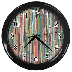 Vertical Behance Line Polka Dot Grey Blue Brown Wall Clocks (black) by Mariart