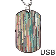 Vertical Behance Line Polka Dot Grey Blue Brown Dog Tag Usb Flash (one Side)