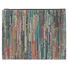 Vertical Behance Line Polka Dot Grey Blue Brown Cosmetic Bag (xxxl) 