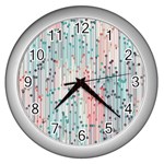 Vertical Behance Line Polka Dot Grey Pink Wall Clocks (Silver)  Front