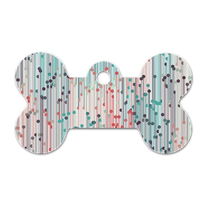 Vertical Behance Line Polka Dot Grey Pink Dog Tag Bone (Two Sides)