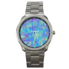 Vertical Behance Line Polka Dot Purple Green Blue Sport Metal Watch