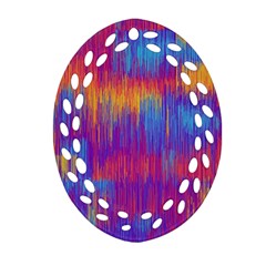 Vertical Behance Line Polka Dot Red Blue Orange Oval Filigree Ornament (two Sides) by Mariart