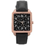 Floral pattern Rose Gold Leather Watch  Front