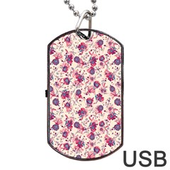 Floral Pattern Dog Tag Usb Flash (two Sides) by ValentinaDesign