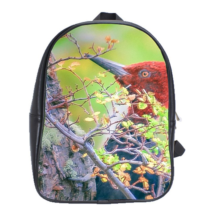 Woodpecker At Forest Pecking Tree, Patagonia, Argentina School Bags (XL) 