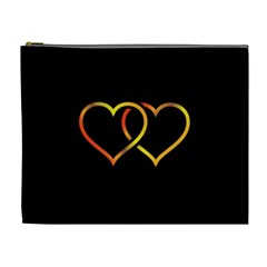 Heart Gold Black Background Love Cosmetic Bag (xl) by Nexatart