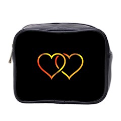Heart Gold Black Background Love Mini Toiletries Bag 2-side by Nexatart