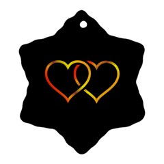 Heart Gold Black Background Love Snowflake Ornament (two Sides) by Nexatart