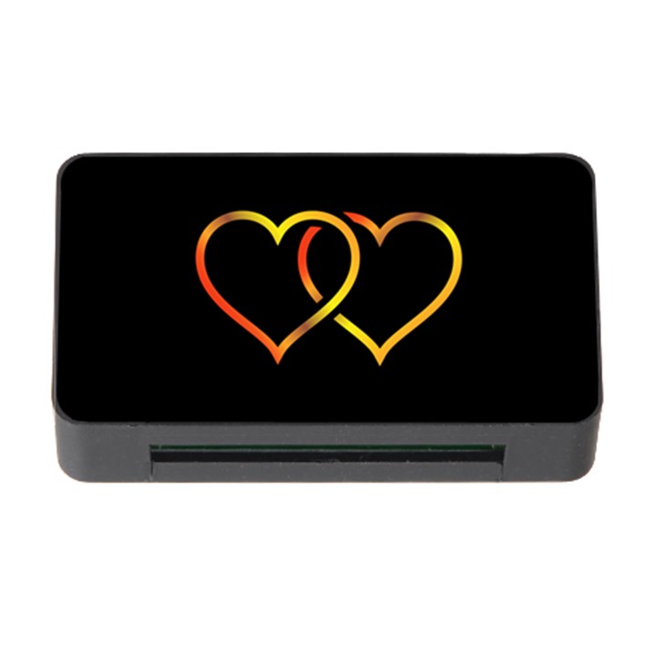 Heart Gold Black Background Love Memory Card Reader with CF