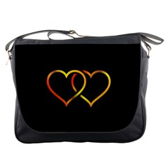 Heart Gold Black Background Love Messenger Bags by Nexatart