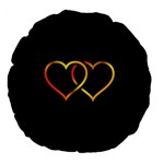 Heart Gold Black Background Love Large 18  Premium Flano Round Cushions Back