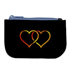 Heart Gold Black Background Love Large Coin Purse by Nexatart