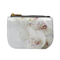 Orchids Flowers White Background Mini Coin Purses by Nexatart