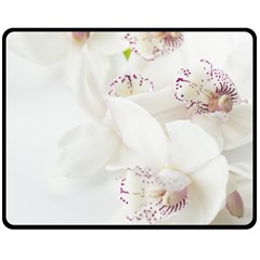 Orchids Flowers White Background Fleece Blanket (medium)  by Nexatart