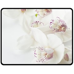 Orchids Flowers White Background Double Sided Fleece Blanket (medium) 