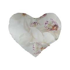 Orchids Flowers White Background Standard 16  Premium Flano Heart Shape Cushions by Nexatart
