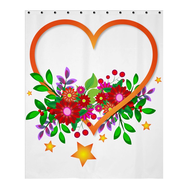 Heart Flowers Sign Shower Curtain 60  x 72  (Medium) 