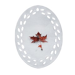 Winter Maple Minimalist Simple Oval Filigree Ornament (two Sides)