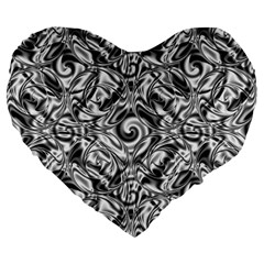 Gray Scale Pattern Tile Design Large 19  Premium Heart Shape Cushions by Nexatart