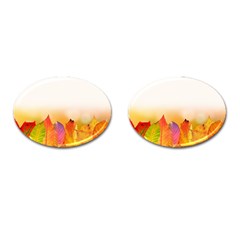 Autumn Leaves Colorful Fall Foliage Cufflinks (oval) by Nexatart