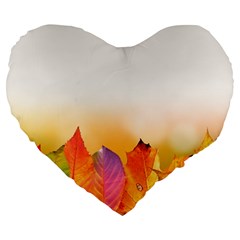Autumn Leaves Colorful Fall Foliage Large 19  Premium Heart Shape Cushions by Nexatart