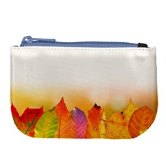 Autumn Leaves Colorful Fall Foliage Large Coin Purse by Nexatart