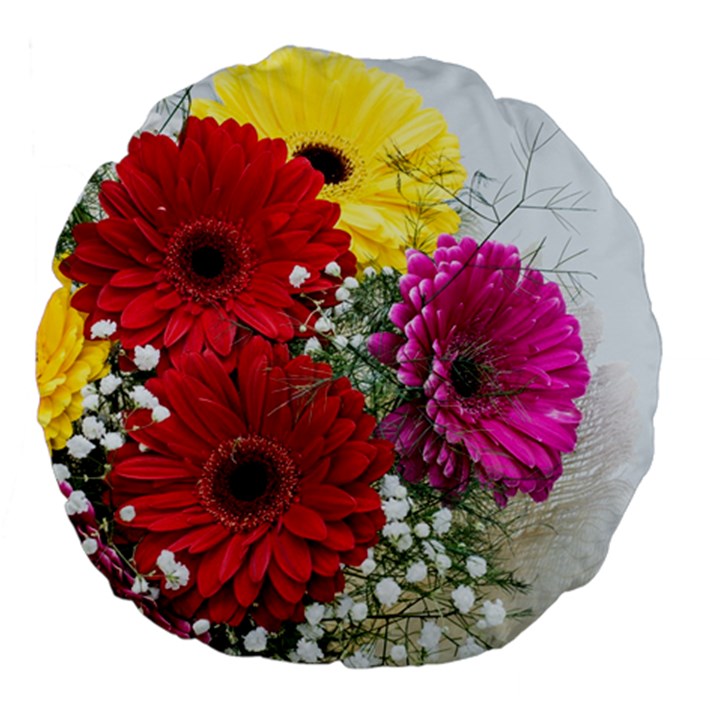 Flowers Gerbera Floral Spring Large 18  Premium Flano Round Cushions