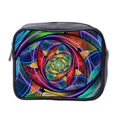 Eye Of The Rainbow Mini Toiletries Bag 2-side by WolfepawFractals