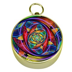 Eye Of The Rainbow Gold Compasses by WolfepawFractals