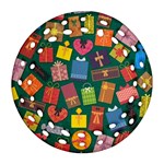 Presents Gifts Background Colorful Ornament (Round Filigree) Front