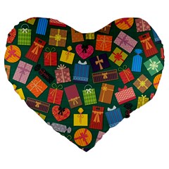 Presents Gifts Background Colorful Large 19  Premium Heart Shape Cushions by Nexatart