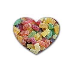 Jelly Beans Candy Sour Sweet Rubber Coaster (heart)  by Nexatart