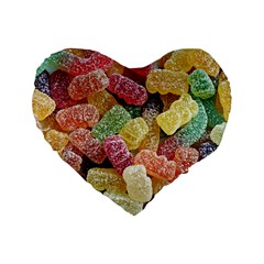 Jelly Beans Candy Sour Sweet Standard 16  Premium Flano Heart Shape Cushions by Nexatart