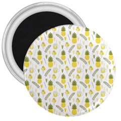 Pineapple Fruit And Juice Patterns 3  Magnets