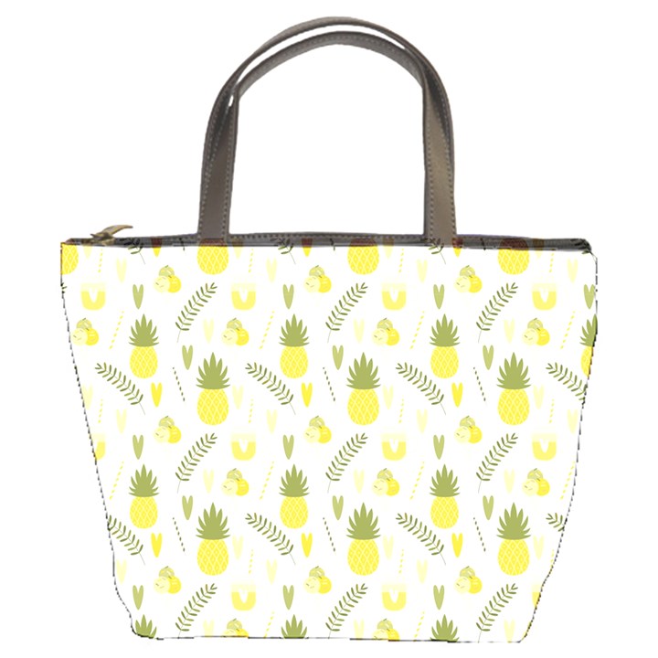 pineapple fruit and juice patterns Bucket Bags