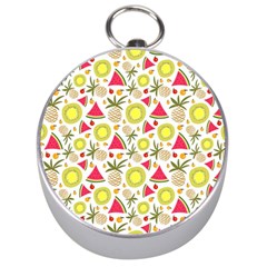 Summer Fruits Pattern Silver Compasses by TastefulDesigns