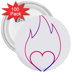 Heart Flame Logo Emblem 3  Buttons (100 Pack)  by Nexatart