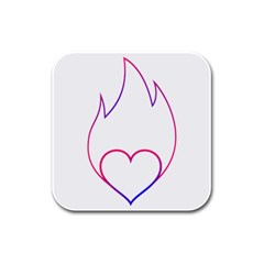 Heart Flame Logo Emblem Rubber Square Coaster (4 Pack)  by Nexatart