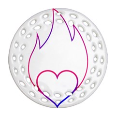 Heart Flame Logo Emblem Round Filigree Ornament (two Sides) by Nexatart