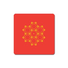 Pentagon Cells Chemistry Yellow Square Magnet