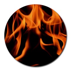 Fire Flame Heat Burn Hot Round Mousepads by Nexatart