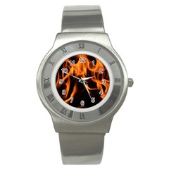 Fire Flame Heat Burn Hot Stainless Steel Watch by Nexatart